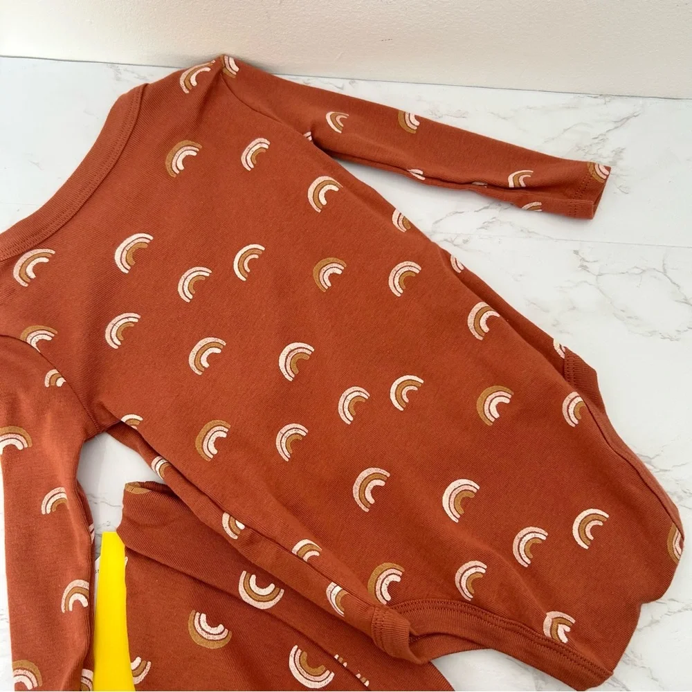 4/$25 NWT Little Co. by Lauren Conrad Rainbow Onesie Hat Set in Burnt Orange 12M